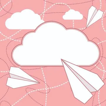 Paper Planes and Cloud Vector Background Stock Illustration