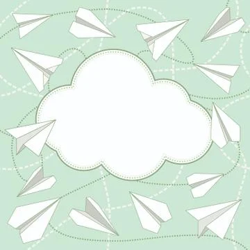 Paper Planes and Cloud Vector Background Stock Illustration