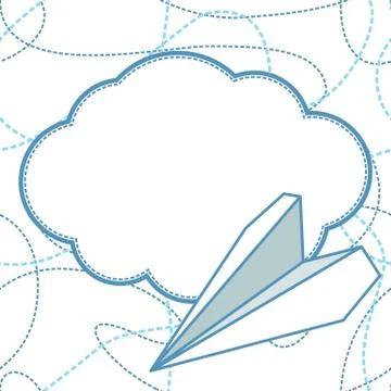 Paper Planes and Clouds Vector Background Stock Illustration