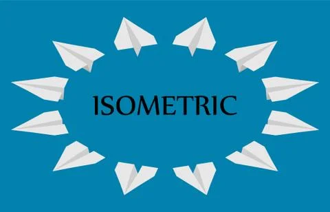 Paper planes in different angles, isometric. Stock Illustration