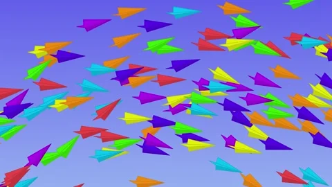 Paper planes flat design animated seamless background. Alpha channel Stock-Footage 271021893