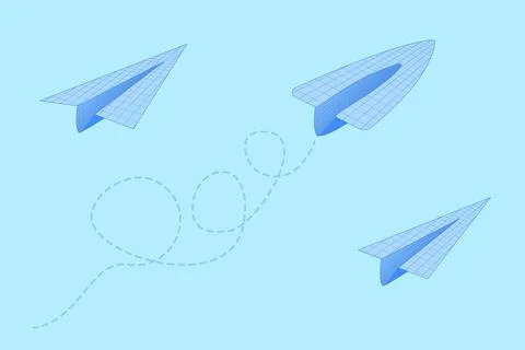 Paper Planes in Flight - Back to School Concept 库存插图