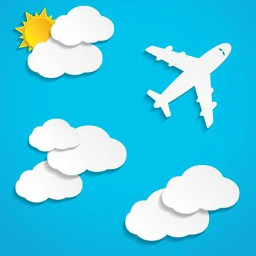 Paper planes flying in the sky Stock Illustration