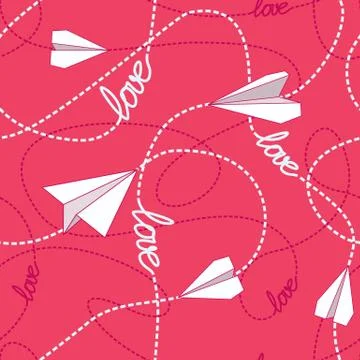 Paper Planes Love Seamless Pattern Illustrazione stock