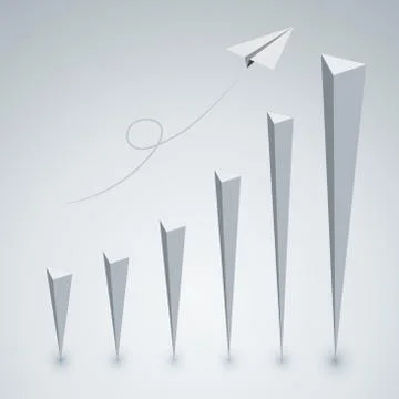 Paper Planes  Polygon Style fly to graph of Success Stock Illustration