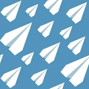 Paper Planes Seamless Pattern. Repeating abstract background with paper plane Stock Illustration