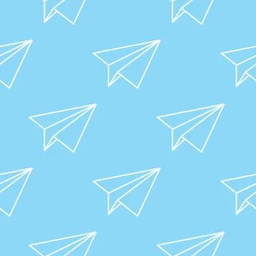 Paper Planes Seamless Pattern. Repeating abstract background with paper plane Stock Illustration
