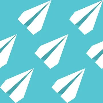Paper Planes Seamless Pattern. Repeating abstract background with paper plane Stock Illustration