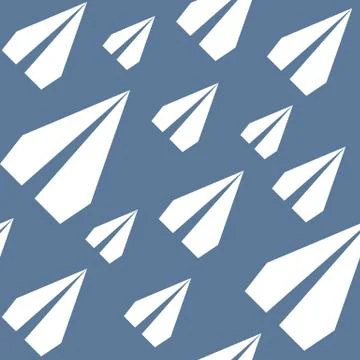 Paper Planes Seamless Pattern. Repeating abstract background with paper plane Stock Illustration