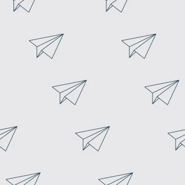 Paper Planes Seamless Pattern. Repeating abstract background with paper plane Stock Illustration