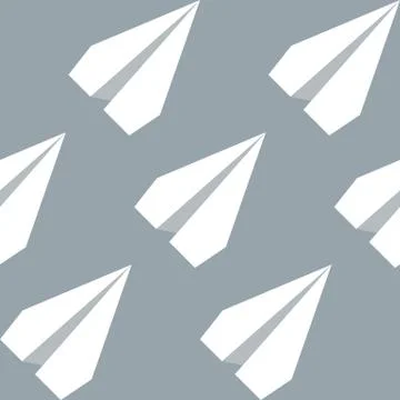 Paper Planes Seamless Pattern. Repeating abstract background with paper plane Stock Illustration