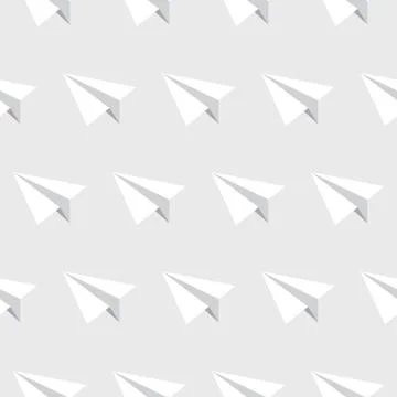 Paper Planes Seamless Pattern. Repeating abstract background with paper plane Stock Illustration