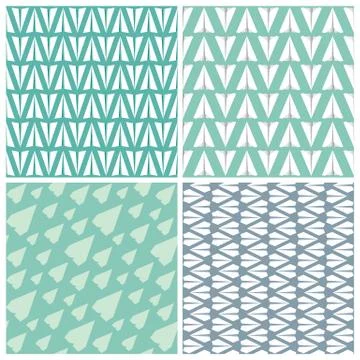 Paper Planes Seamless Pattern Set. Four Repeating Abstract Backgrounds with.. Stock Illustration