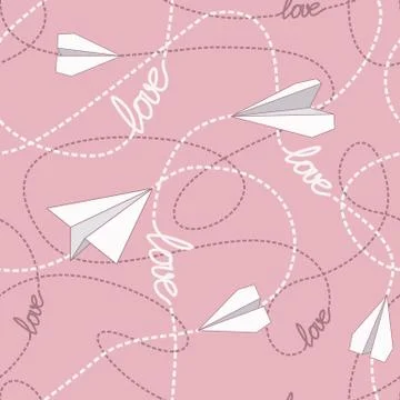 Paper Planes with Tangled Lines Seamless Pattern. Repeating abstract backgr.. Stock Illustration