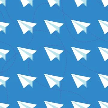 Paper Planes with Tangled Lines Seamless Pattern. Repeating abstract backgr.. Stock Illustration