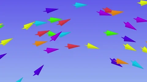 Paper planes vibrant flat design animated seamless background. Alpha channel 스톡 동영상 273832656