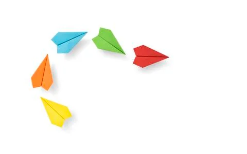 Paper planes on white background Stock Photos