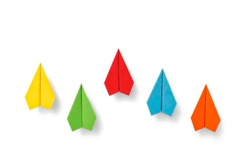 Paper planes on white background Stock Photos