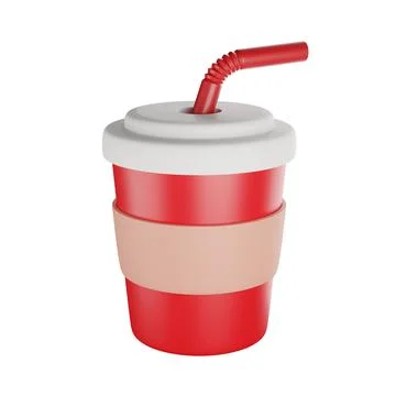 Paper, plastic beverage cup 3d icon Stock Illustration