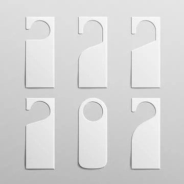 Paper Plastic Door Handle Lock Hangers. Clean Door Hanger Tags For Room In Hotel Stock Illustration