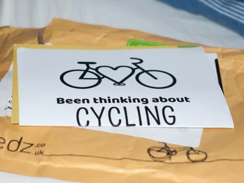 Paper poster been thinking about cycling campaign graphic resource Stock Photos