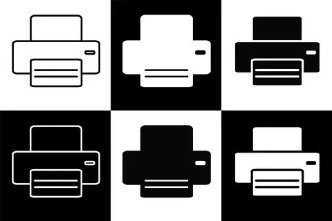 Paper Printer Device Icons Set Illustrazione stock