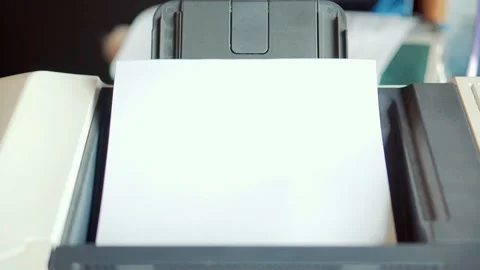 Paper From Printer In Office.Laser Jet Printer Printing A4 Documents Stock Footage 153470536