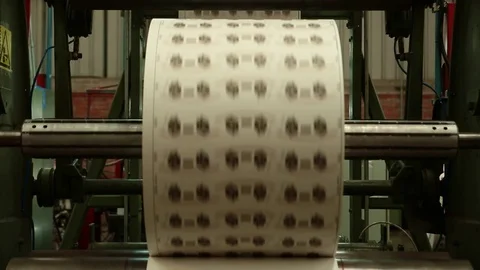 Paper printing in factory Vídeos de archivo 77048595