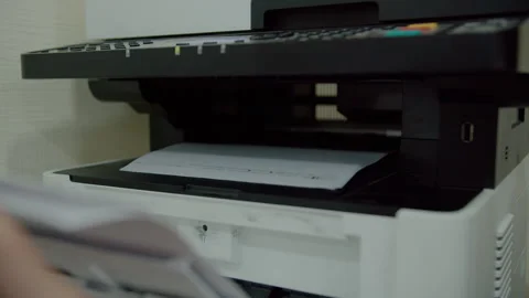 Paper printing from office printer Stock Footage 311186442
