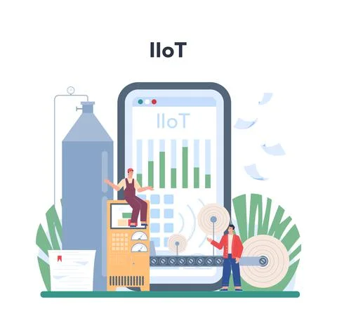 Paper production and wood processing online service or platform Stock Illustration