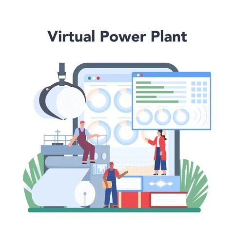 Paper production and wood processing online service or platform Stock Illustration