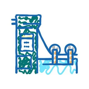 Paper production machine icon doodle illustration Illustrazione stock