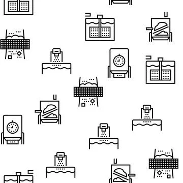 Paper Production Plant Vector Seamless Pattern Stock Illustration