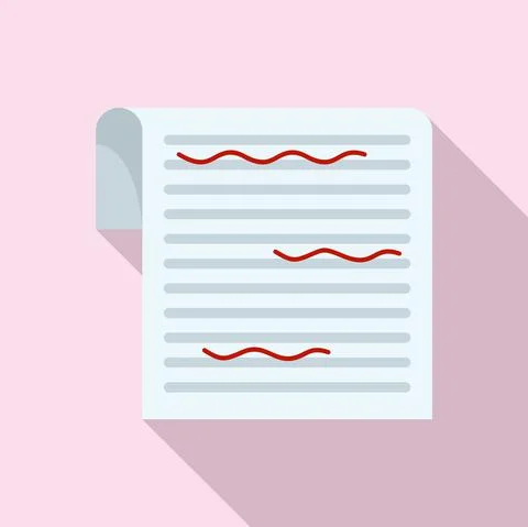 Paper proofread icon, flat style Illustrazione stock