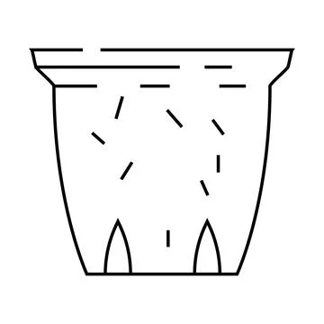 Paper pulp pot garden tool line icon vector illustration Stock Illustration