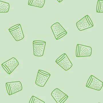 Paper pulp pot garden tool line seamless pattern Stock Illustration