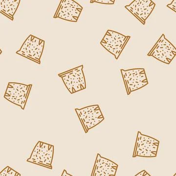 Paper pulp pot garden tool line vector seamless pattern Stock Illustration