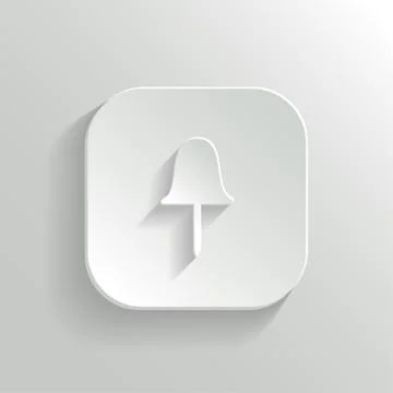 Paper push pin icon - vector white app button Stock Illustration