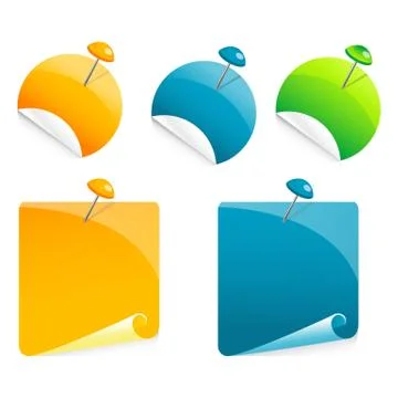 Paper with push pin Stock Illustration