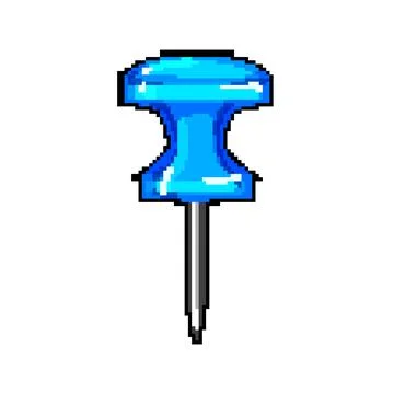 Paper push pin pixel art vector illustration sign Stock Illustration