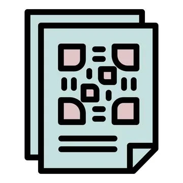 Paper qr code icon outline . Scanner digital Illustrazione stock