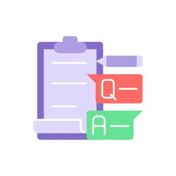 Paper with question and answer vector flat color icon Illustrazione stock