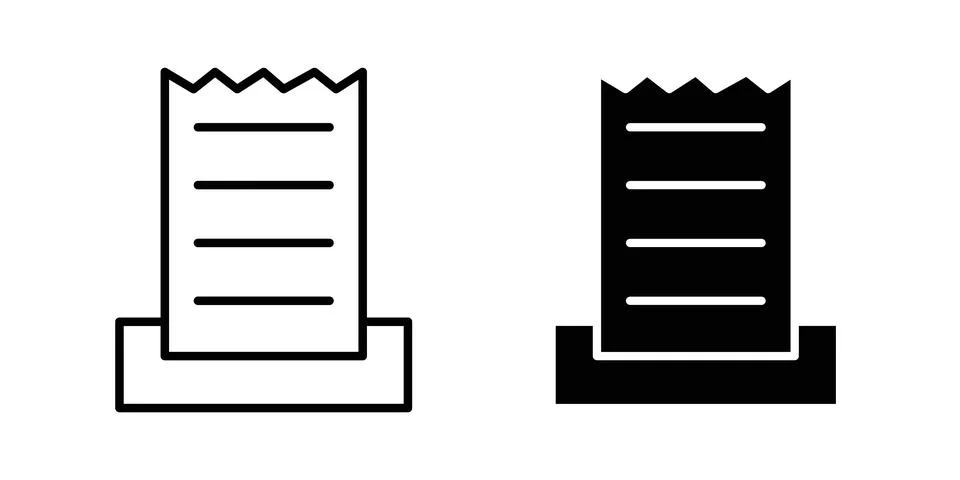 Paper receipt icon vector template set in black Stock Illustration