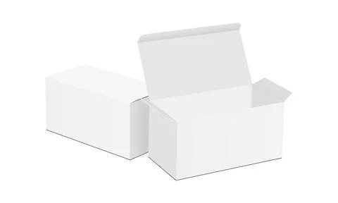 Paper Rectangular Packaging Boxes with Opened and Closed Lid Stock Illustration