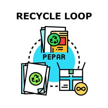 Paper recycling loop process for sustainable environment Stock Illustration