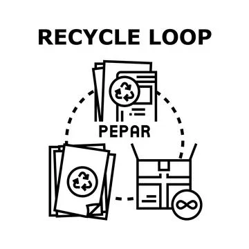 Paper recycling loop process for sustainable environment Stock Illustration