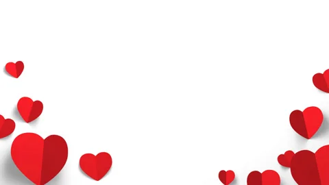 Paper Red Hearts on white background animated looped video Stock-Footage 122994483