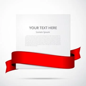 Paper with red ribbon Stock Illustration