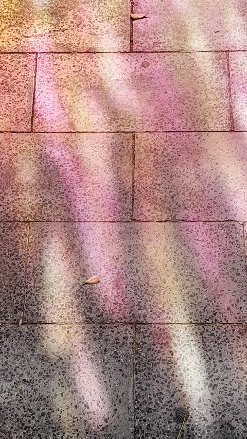 Paper reflection of colored lights on the floor stone blocks, different iridesce Stock Footage 248585335