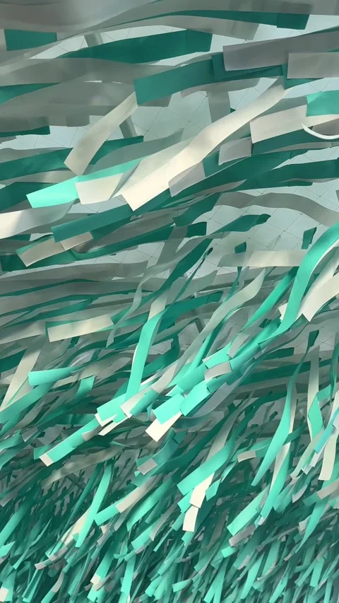 Paper Ribbons in the wind. Abstract strips of cut paper material animated backgr Vídeo Stock 247978157